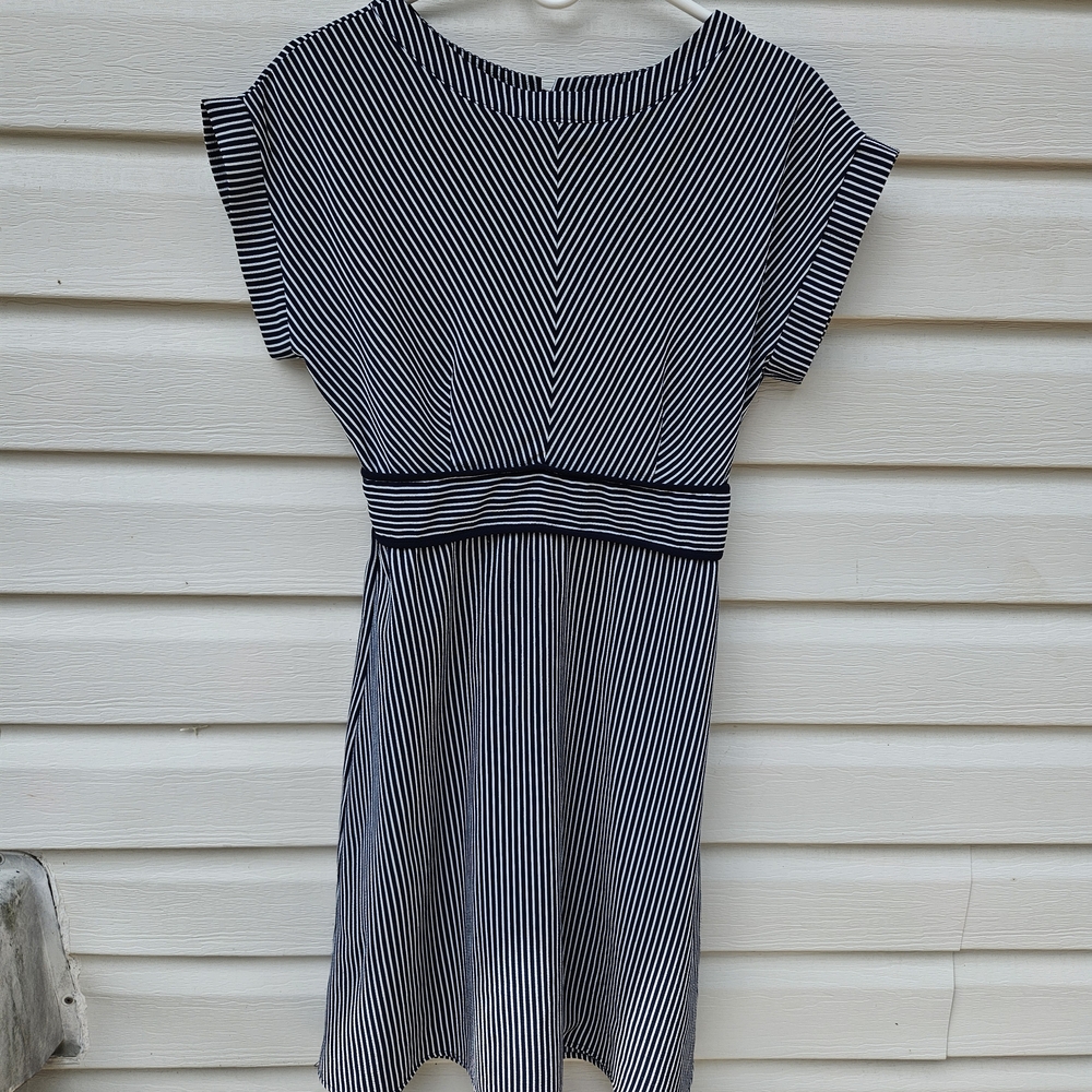 Monteau Navy and White Striped Dress - Picture 1 of 6